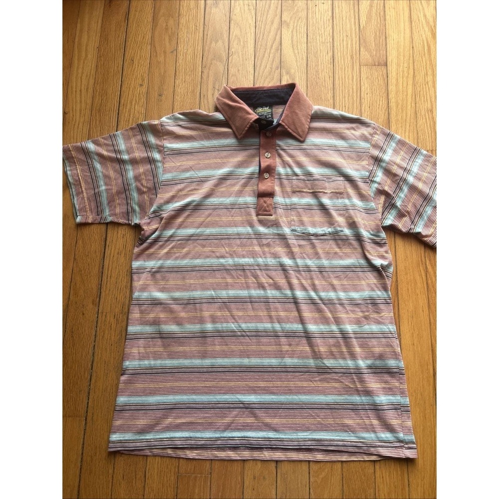 VTG 80s/90s Men Chip Beck Collection striped short sleeve polo shirt,‎ Large